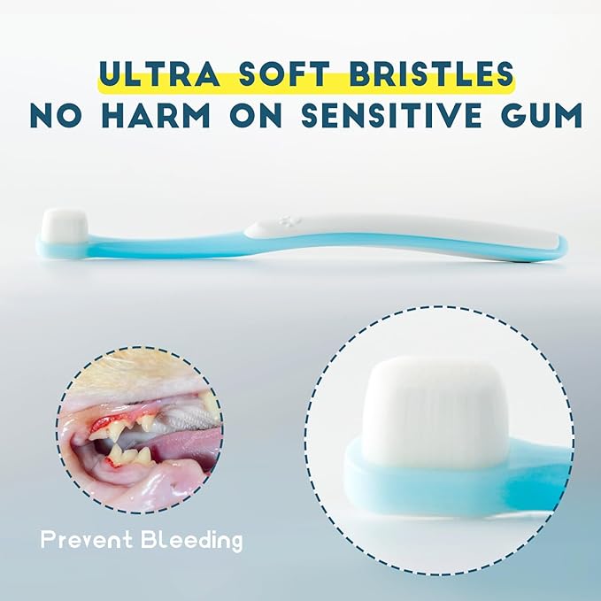 MoonyMars Small Dog Toothbrush, Cat & Puppy Tooth Brushing Kit, Ultra Soft & Mini Head Teeth Brush for Kitten & Tiny Pet, Doggy Toothbrushes Deep Dental Cleaning, 2 PCS - Pink