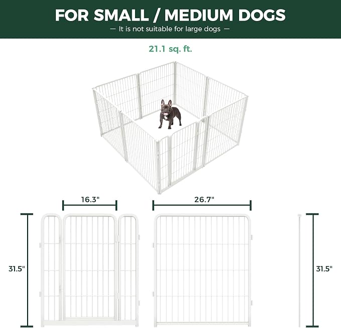 FXW Homeplus Indoor Dog Playpen with Camera Mount, 32" H, 8 Panels | Calm Indoor Play Area, Wider Viewing Angles with Stable Support, for Small & Medium Dogs, Patented