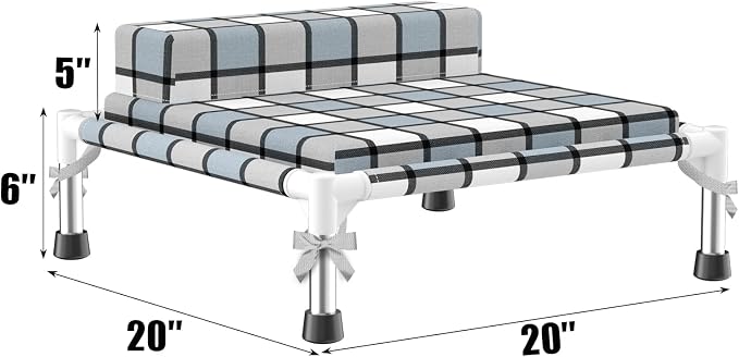 Elevated Dog Bed with Cushion & Bolster, Raised Dog Beds with Pillow & Mat | Small Cooling Lifted Indoor Outdoor Portable Lifted Pet Cot Stainless Steel Frame Indoor Outside Breathable Hammock Beds