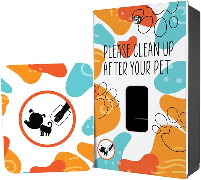 Zero Waste USA - Aluminum Dog Waste Station - Abstract Paw | Matte Black | DISPENSE-ART™ UV printed aluminum station with MittN™ mitten bags, 25% more dispenser storage, commercial outdoor design