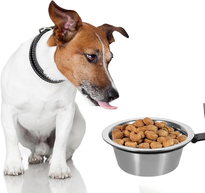 ULTECHNOVO Wall Mounted Elevated Dog Bowl Stainless Steel Single Feeder | Floating Raised Food Water Station Stand for Pet Crate & Farmhouse Kennel
