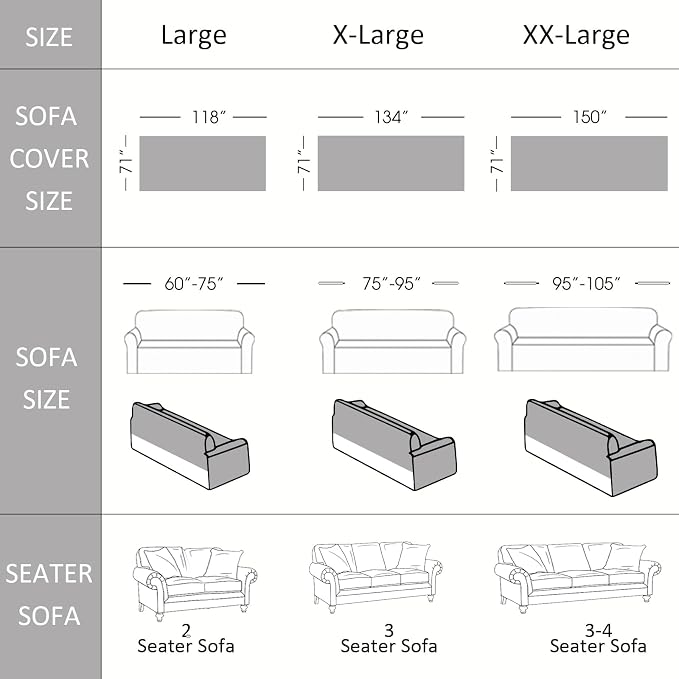 VClife Chenille Sofa Cover Bohemian Striped Pattern Couch Cover for 3 Cushion Sofa - Gray Creamy White Textured Sofa Slipcover Washable Furniture Protector for Couch Decorative Couch Cushion Cover