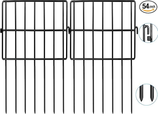 54 Panels Garden Fence Animal Barrier, 13inch(H) Total Length 54ft(L) No Dig Fencing for Dog Rabbits, 1.5" Gap No Digging Fence Panels, Rustproof Metal Fence Border for Yard