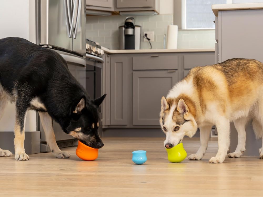 WEST PAW Zogoflex Toppl Treat Dispensing Dog Toy Puzzle – Interactive Chew Toys for Dogs – Dog Toy for Moderate Chewers, Fetch, Catch – Holds Kibble, Treats, X-Large, Tangerine