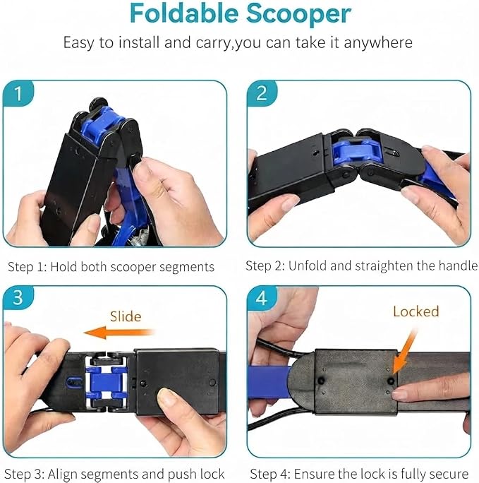 24 Inch Heavy Duty Foldable Pooper Scooper for Large, Medium & Small Dogs, Durable Springs, Interlocking Serrated Jaws, One-Hand Operation, Premium Outdoor Waste Pick-Up Tool