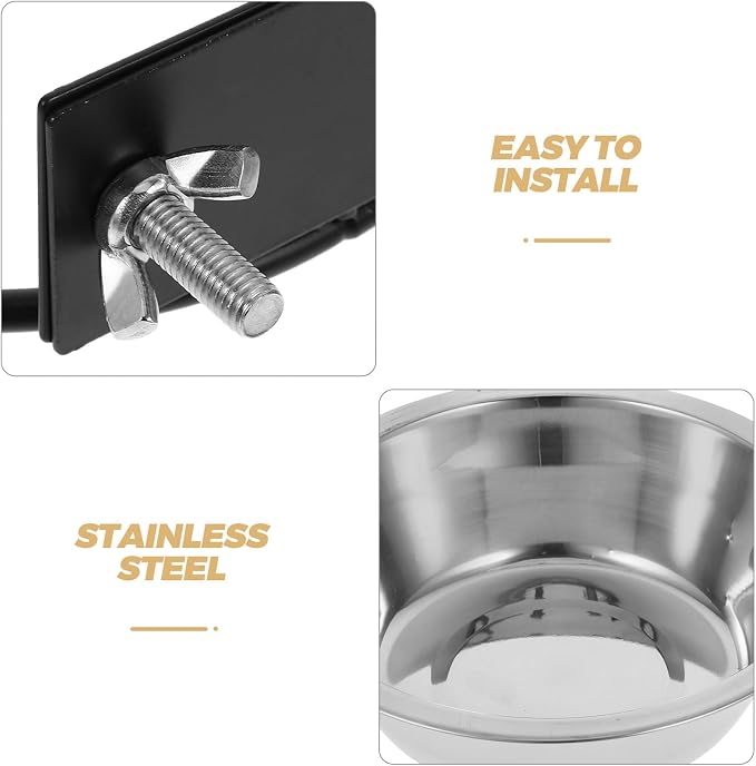 Beaupretty Wall Mounted Elevated Dog Bowl with Deep Stainless Steel Food and Water Bowls, Black Raised Pet Feeding Station for Large Dogs, Outdoor Sturdy Puppy Feeder