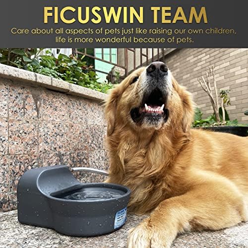 FICUSWIN Automatic Water Dispenser for Large Dogs Patented Fit 3/4in GHT Male Faucet Outdoor Animal Water Bowl Include Water Valve, 5ft Water Hose, Copper Connector