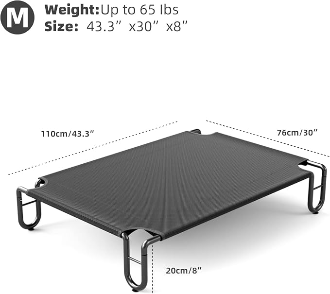 FAYDUDU Elevated Dog Bed Portable Raised Dog Beds with Washable Mesh Cooling Breathable Elevated Pet Bed Large for Indoor and Outdoor Use
