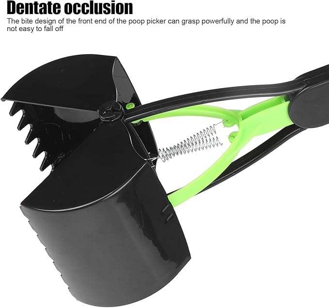 Pet Pooper Scooper, 23.7 Heavy Duty Dog Pooper Scooper, Long Handle Poop Picker Upper, Portable Pet Waste Grabber for Yard, Grass, Dirt, Double Spring, Dog Supplies (Green+Black)