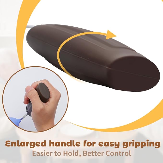 Anti-Tremor Spill Shield Spoon for Hand Tremors Parkinsons, Weighted Adaptive Utensils with Large Enclosed Scoop, Ergonomic Non-Slip Handle, Dishwasher Safe (Black, Forward-Tilt)