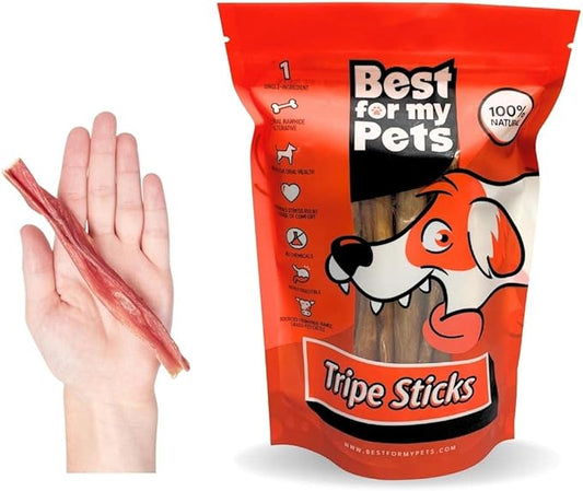 Best For My Pets Tripe Sticks for Dogs (5-Inch, 6-Ounce) Great for Puppies, Senior and Small Dogs All-Natural Rawhide-Free Dog Treats Bladder Sticks Chews