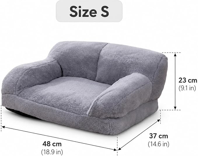 Pink Cat Couch Bed, Washable Plush Sofa for Cats and Small Dogs(18.9 x 14.6 x 9.1in)