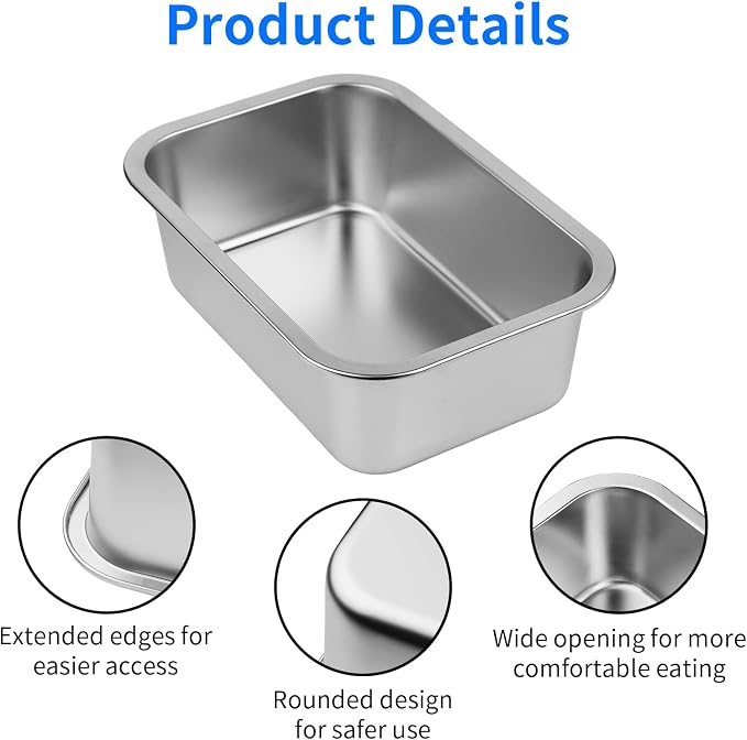 Ohtomber 2.65 Gallons Stainless Steel Dog Bowl, Big Pet Water & Food Bowl | High Capacity Metal Feeder Trough Dish Plate, Outdoor Use, For Big & Extra Large Breeds, Also for Cats