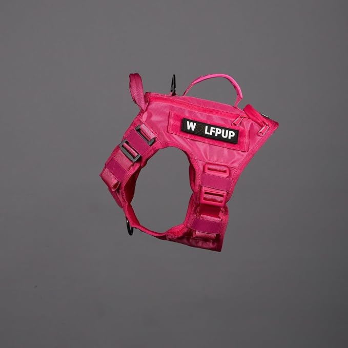 WOLFpak Tactical Dog Vest Harness No Pull Breathable (Neon Pink, Large) | Dual Grab Handles, 1000D Nylon, Four-Point Adjustment, MOLLE Attachment Panels, Three Storage Pockets, Metal Alloy Buckles
