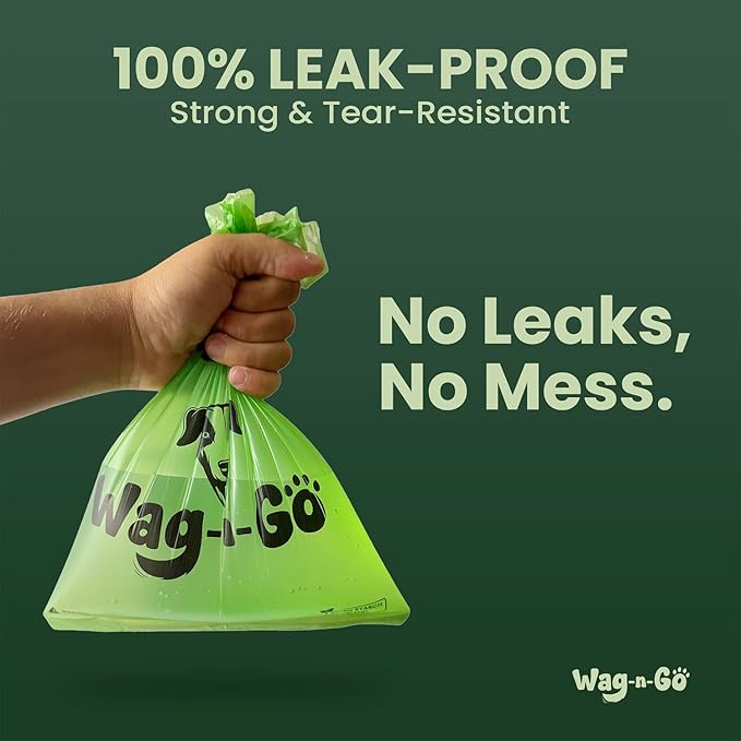 WAG-N-GO Dog Poop Bags Rolls, 120 Count Unscented Doggie Poop Bags, Leak-Proof, Easy Pet Waste Cleanup