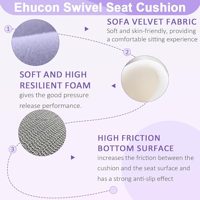 Swivel Seat Cushion 360 Degree Rotating Seat Cushion Light Weight Portable Pivot Disc Pad for Elderly, Pregnant Woman, Swivel Car Seat. Easy Turning from Bed to Wheelchair or Chair-17.7"X17.7"