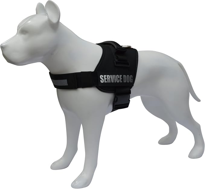 Service Dog Vest Harness – Reflective Service Animal Vest with Handle, No-Pull Adjustable Mesh Padding – XXS–XL – 2 Removable Patches. (Extra Large, Black)