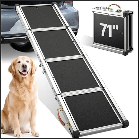 Extra Long 70”Dog Ramp Folding Pet Ramp for Car Large Dogs with Non-Slip Surface Dog Ramps up to 200 lb for Car SUV Truck