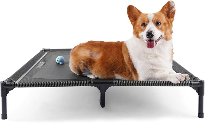 Elevated Dog Bed Waterproof Outdoor, Portable Raised Dogs Beds, Dogs Beds Off the Floor, Dog Bed Easy Clean Indoor or Outdoor Use, Large, Grey