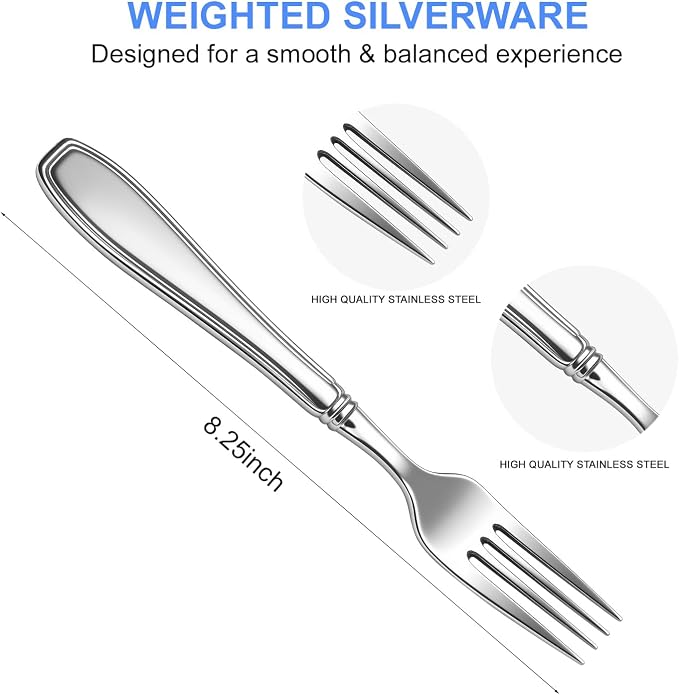 Weighted Utensils for Hand Tremors Arthritis Parkinsons Fork | Stainless Steel, Heavy Weight, Adaptive Silverware, for Adults Elderly