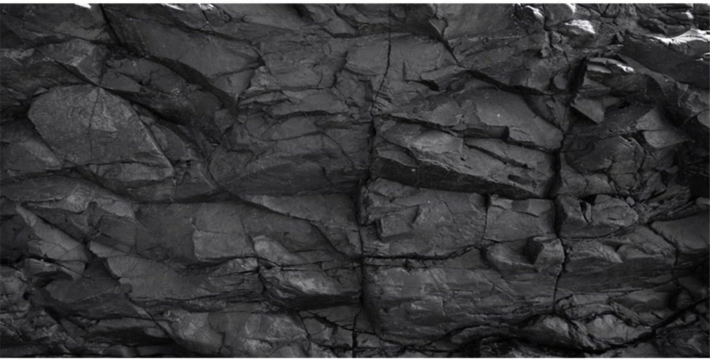 AWERT 36x20 inches Stone Aquarium Background Black Rock Fish Tank Background Rocky Terrarium Background Vinyl