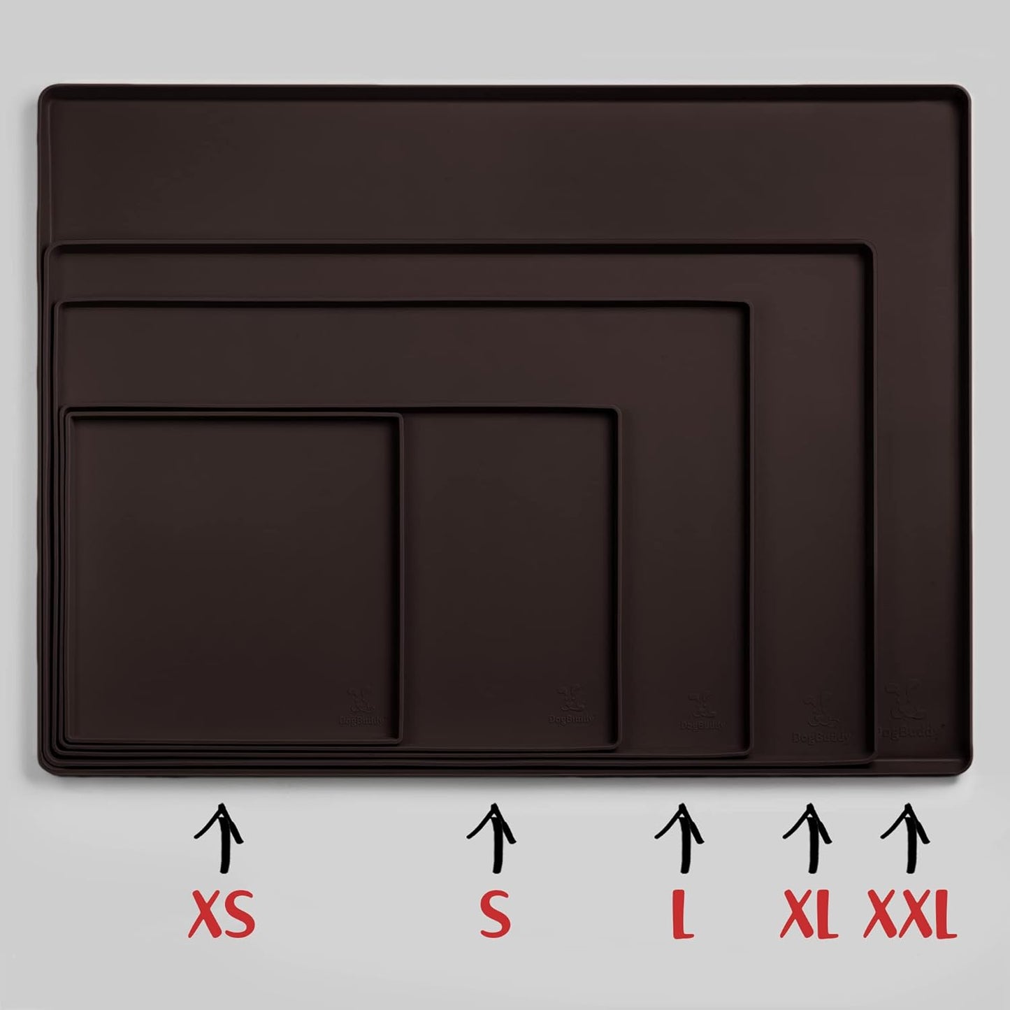 DogBuddy Dog Food Mat – Waterproof Dog Bowl Mat for Food and Water, Silicone Pet Feeding Mats for Floors, Non-Slip Placemat with High Edges for Dogs Bowls, Puppy Essentials (L: 24" x 16", Coffee)