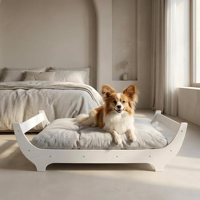 Perugina Wood Elevated Raised Dog Bed Frame Mat Set,Maple Pattern,60lb | Trainer Recommended DutchDesign Sturdy Attractive Dog Sofa Couch Furniture