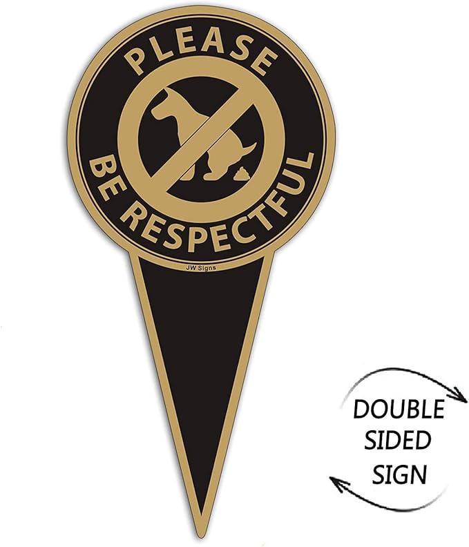 No Pooping Dog Sign-Please Be Respectful - 12"x6" Double Sided Stop Dogs from Pooping or Peeing On Your Lawn Yard Sign