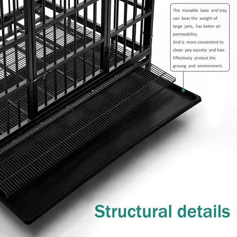 Oranland 48/38 Inch Heavy Duty Indestructible Dog Crate Cage Kennel with Wheels, High Anxiety Dog Kennel, Sturdy Locks, Double Door and Removable Tray Design, Extra Large XL Dog Crate.