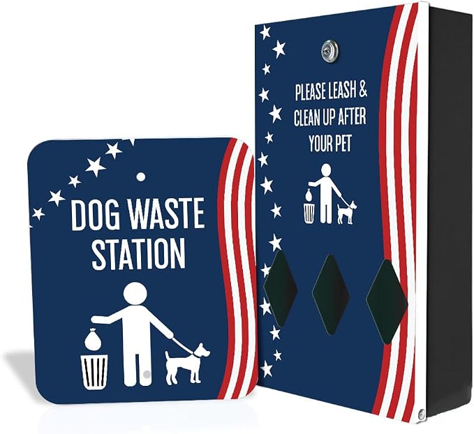 Zero Waste USA - DISPENSE-ART™ Roll Bag Dispenser & Sign - Stars & Stripes | UV-printed roll bag dispenser & matching sign, 400 bags, 25% more storage, mounts to walls, posts & fences