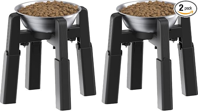 Dog Bowl Stand, 51 oz Large Capacity Stainless Steel Feeder (2 Pack) | Elevated Pet Water & Food Bowl for Medium Dogs, Stable and Anti-Slip Raised Bowl