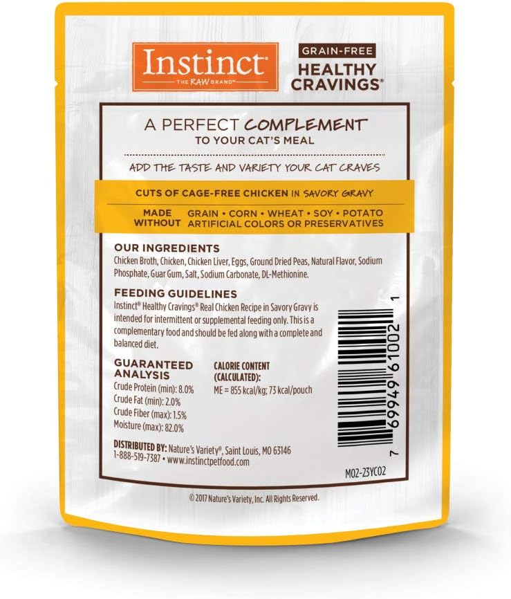 Instinct Healthy Cravings Grain Free Real Chicken Recipe Natural Wet Cat Food Topper by Nature's Variety, 3 Ounce (Pack of 24)
