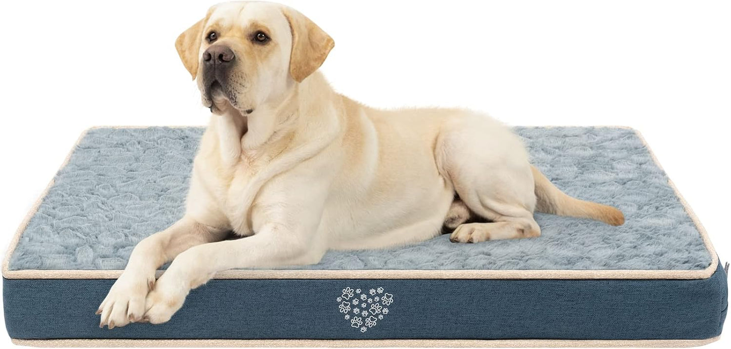 VANKEAN Waterproof Dog Crate Pad Bed Mat Reversible (Warm&Cool), Removable Washable Cover & Waterproof Inner Lining, Pet Crate Mattress for Cats and Dogs, Joint Relief Dog Bed for Crate, Navy