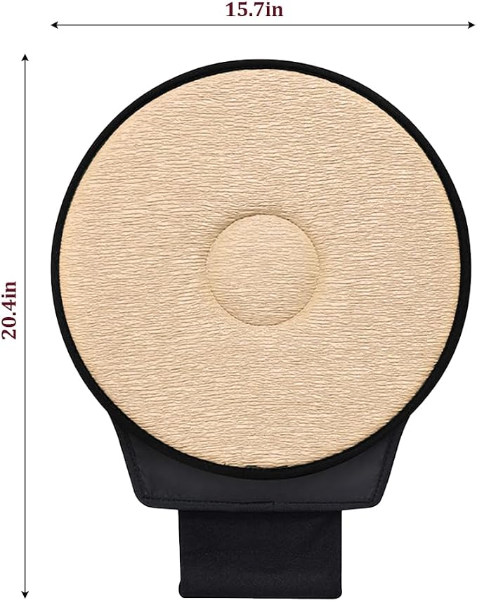360 Degree Swivel Car Seat Cushion, Round Rotating Non Slip Vehicle Chair Pad for Elderly Support, Portable Removable Automotive Interior Seat Assist Pad, Universal for Sedan RV Truck (Beige)