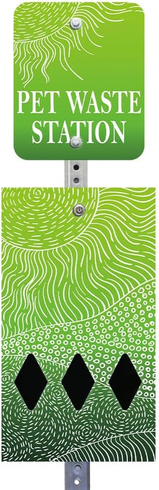 Zero Waste USA - DISPENSE-ART™ Mini Dog Waste Station - Rolling Hills-Green | UV-printed aluminum bag station with 400 bags, 25% larger dispenser, installs beside existing trash cans, 10-year warranty