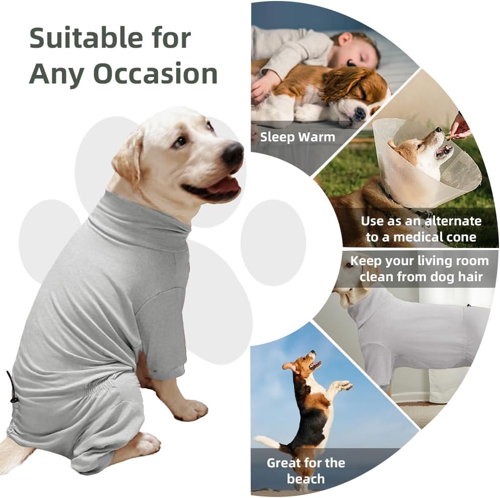 Dog Pyjamas PJS Sweater Clothes and Home Clothing Suitable for Small to Medium Breeds of Dogs, Dog Neutering Suits, Extra-Large Stretch Fabric, Four-Legged Clothes(Thin Gray, XL)