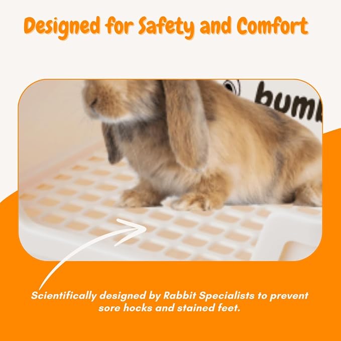 HoppScotch.bun Bumbox Large Rabbit Litter Box, 15.75" Training Cage with Plastic Grid for Small Animals, Indoor/Outdoor, Cream (Pack of 2)
