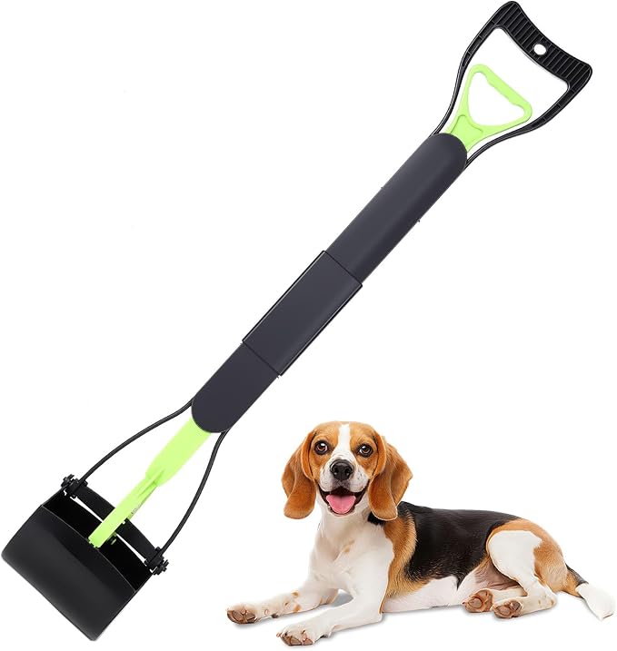 32'' Portable Pooper Scooper, Heavy Duty Dog Poop Pick Up Tool for Medium & Large Dogs, Clean Waste Tool for Yard, Lawns & Grass, Green | Medium & Large Dogs, Yard & Lawn Use, 81 cm Length, Waste Cleanup Tool,
