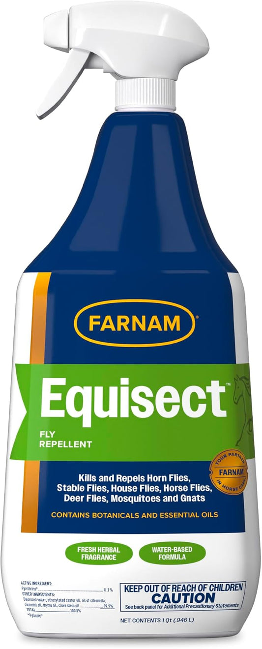 Farnam Equisect Water-Based Botanical Fly Repellent, Horse Fly Spray with Herbal Scent for Horses, Dogs and Cats, 32 Oz