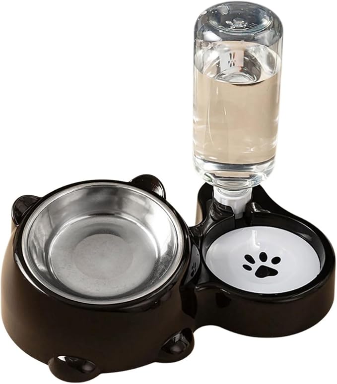 Elevated Removable Pet Feeders, Outdoor Cats Feeding Station, Purpose Food & Water Bowl Combo, Leak & Spill Resis-tant Stainless Steel Bowls, Easy Cleans Space Saving for Cats Dogs