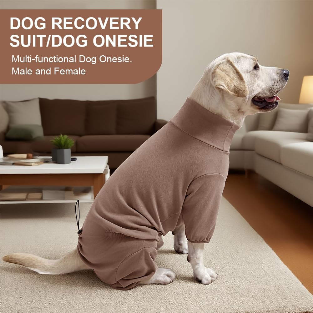 Dog Pyjamas PJS Sweater Clothing and Home Clothing Suitable for Medium to Large Breeds of Dogs, Dog Neutering Suits, Extra-Large Stretch Fabric, Four-Legged Clothes (Thickened Coffee, 2XL)