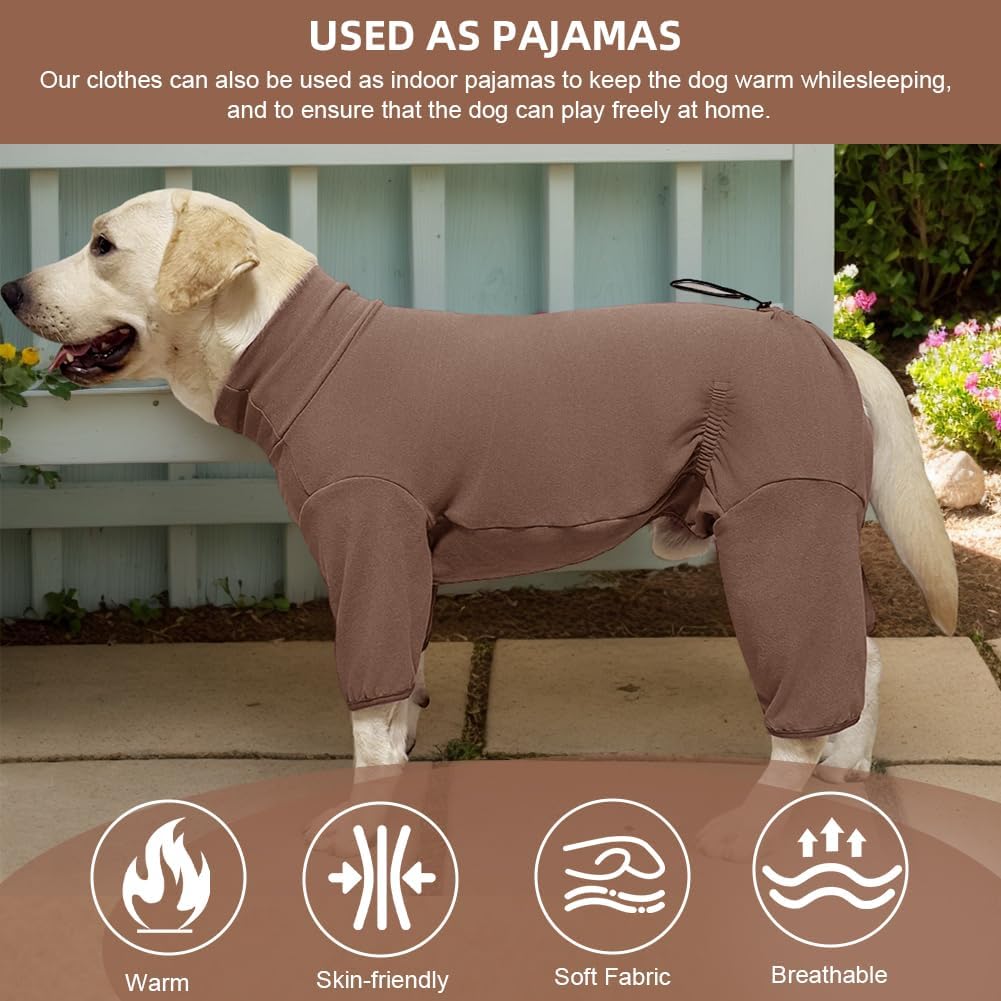 Dog Pyjamas PJS Sweater Clothes and Home Clothing Suitable for Medium to Large Breeds of Dogs, Dog Neutering Suits, Extra-Large Stretch Fabric, Four-Legged Clothe(Thickened Coffee, XL)