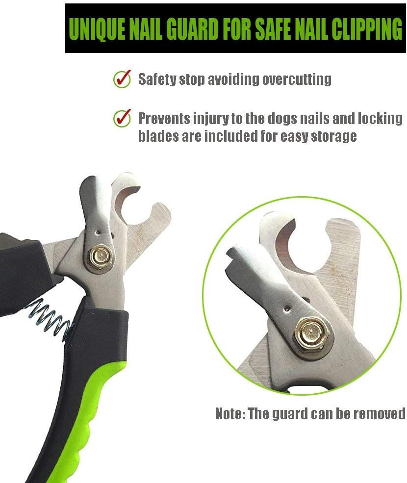 Dog Nail Clippers with Safety Guard - Superior Sharpness - Veterinarian Designed - for Medium and Large Dogs - Professional Stainless Steel Dog Nail Trimmers