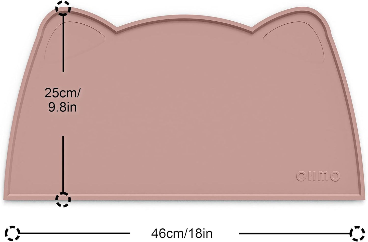 OHMO - Cat Food Mat, Silicone Pet Feeding Mat for Floor Non-Skid Waterproof Dog Water Bowl Tray, Easy to Clean Pet Placemat (Rose, 18 * 9.8'')