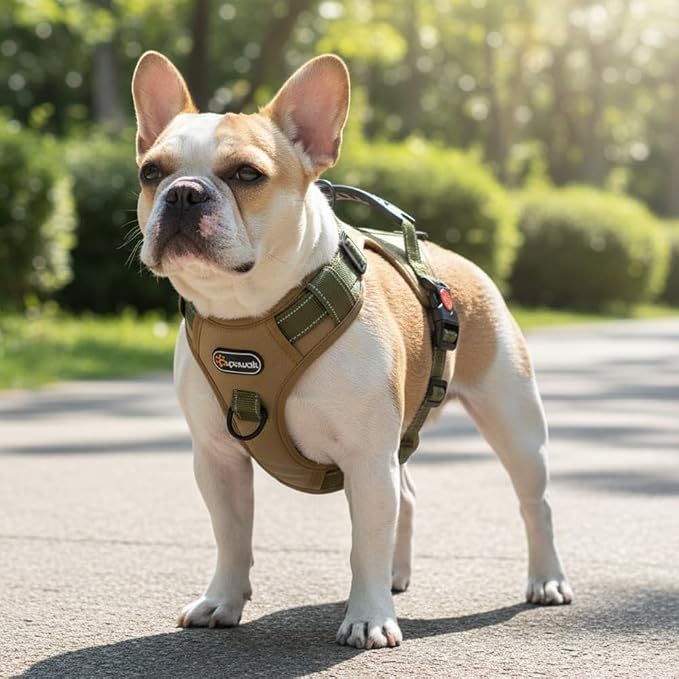 Tactical Dog Harness No Pull Adjustable Pet Vest Collars with Reflective Straps and Handle, Puppy Harnesses with Dual Metal Clips for Leash, Durable Chest Collar for Small and Medium Dogs