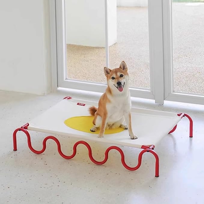 SpaceTime Elevated Dog Beds Large Sized Dog,Outdoor Dog Bed Waterproof,Pet Beds for Large Dogs,Raised Big Dog Bed XL,Comfort Dog Cot Washable with Cooling Breathable Mesh,Easy to Assemble (White)