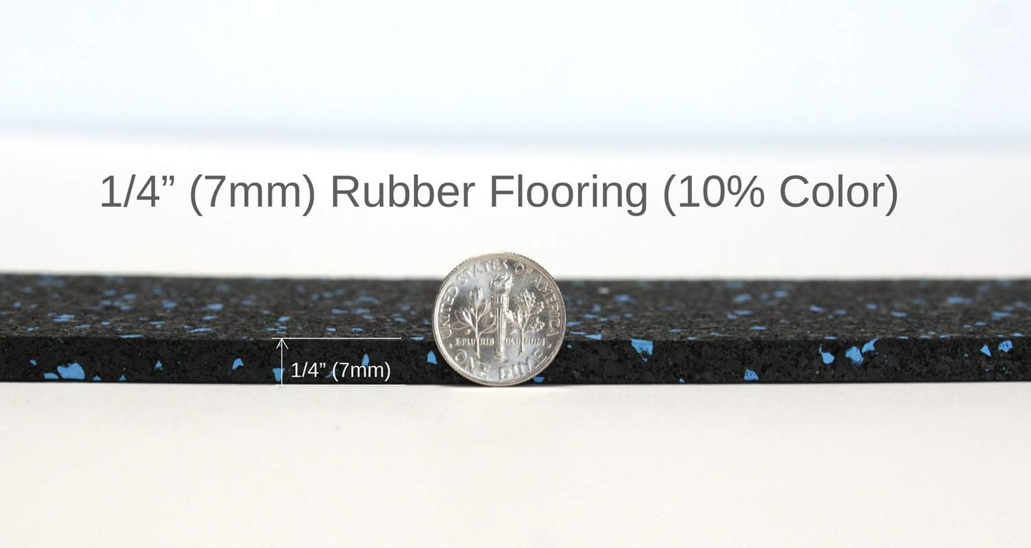American Floor Mats 1/4in (7mm) Thick 10% Grey 4' x 45' Heavy Duty Rubber Rolls, Protective Exercise Mats, Home Gym Rubber Flooring