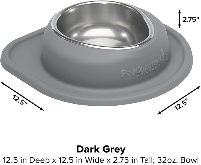 WeatherTech Single Low Pet Feeding System - Heavy-Duty Dog & Cat Food/Water Bowl - 32 oz (4 Cups) Dark Grey (SL3203DG)