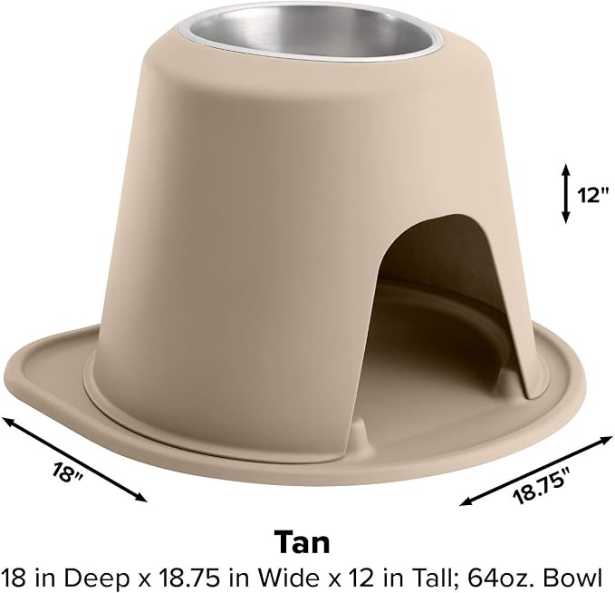 WeatherTech Single High Pet Feeding System - Raised Dog/Cat Bowl - 12" High Stand Tan (SH6412TNTN)