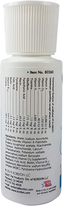 Oasis Hamster Vita-Drops All-in-1 Multivitamins - Daily Vitamin Supplement Supports Healthy Bones & Teeth, Joints & Digestion, Promotes Healthy Skin Coat, Orange Flavor, 2-Ounces